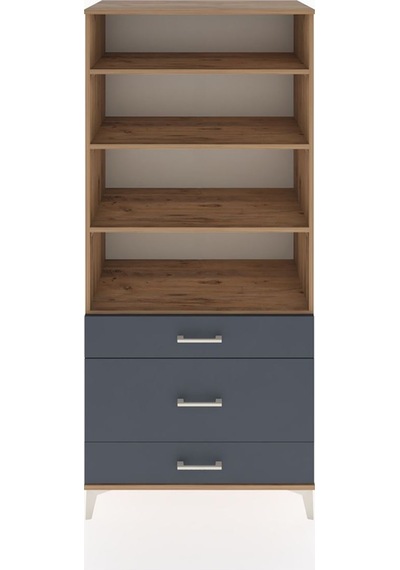 Hyperion Dolap 4 Raflı 3 Çekmeceli 88x44x195 Çam-antrasit Çam