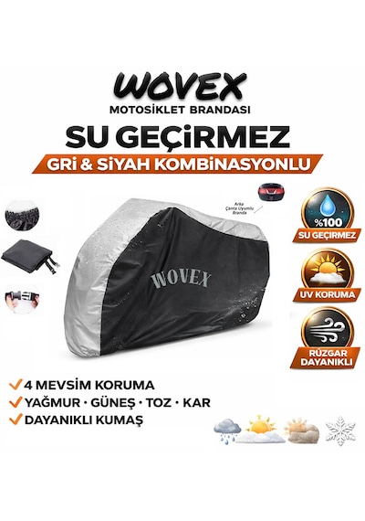 Wovex Honda Forza 250 Nss250 Motosiklet Branda Gri-siyah Kombinasyonlu Topcase Uyumlu Motor Brandası