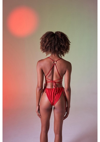 Holly Lolly Bağcıklı U Kesim Brezilya Model Slim Delphi Bikini Altı Kırmızı