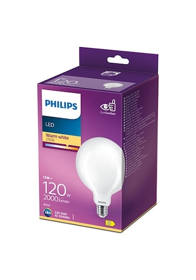 Philips LED Classic Buzlu Filament Ampul 13W 2000 Lumen 2700K Sarı Işık G120 E27 Duy (120W Eşleniği)