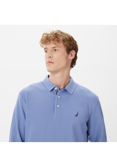 Nautica Erkek Mavi Classic Fit Uzun Kollu Polo Düz K37351t Mavi