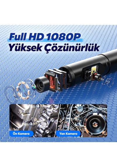 5 Metre 360 Derece Endoskop Kamera 9 Mm Çift Lens 4.5 İnç Ips Ekranlı 1080p Boru Ve Motor Görüntüleme Kamerası
