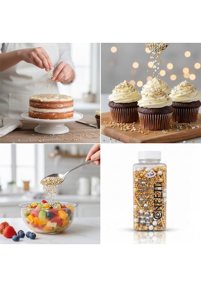Süsleme Şeker Altın 100 G Pasta, Cupcake Ve Tatlılar İçin Metalik Dekor Şeker