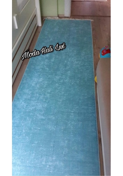 Mavi Kaymaz Tabanlı Halı Yıkanabilir Halı Kilim Yolluk