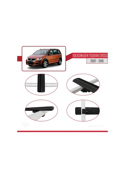 Volkswagen Touran Cross 2007-2010 Arası İle Uyumlu Basic Model Ara Atkı Tavan Barı Siyah 3 Adet