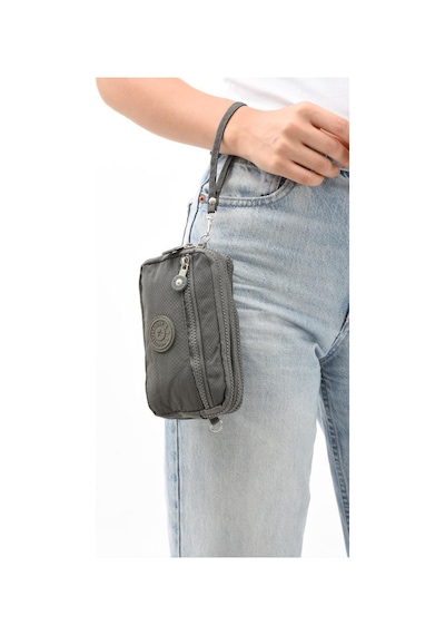 Baginn Klinkır Kumaş Mini Çapraz Askılı Kadın Cep Telefonu Çantası El Çantası Cüzdan 10 18 Cm Su İtici Gri