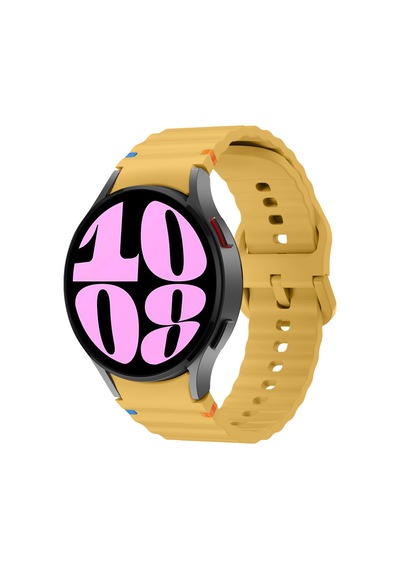 Samsung Galaxy Watch 6 40-43-44-47mm İle Uyumlu Metal Tokalı Dalgalı Spor Silikon Kordon