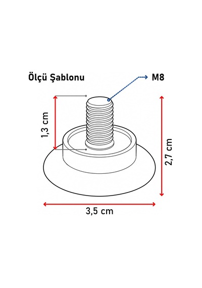 10 Adet Bingo Rotil Ayak M8 Civatalı 8 Mm Siyah Profil Ayağı Ayakları 3 Cm Beyaz - Çok Renkli