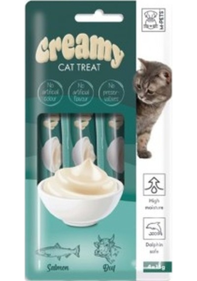 M-Pets Creamy Somon Balıklı Biftekli Kedi Ödülü 4 x 15 G