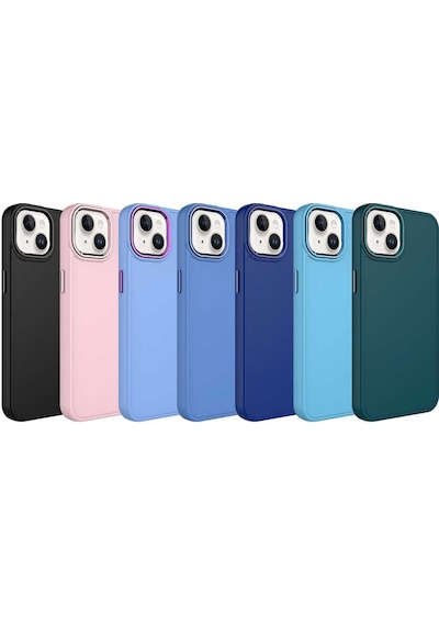 Apple Uyumlu iPhone 13 Uyumlu Metal Çerçeve Ve Buton Tasarımlı Silikon Zore Luna Kılıf-lila Lila -