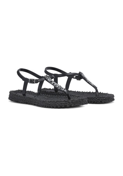 Black Cheerful10g - Siyah Taşlı Parmak Arası Terlik-14198