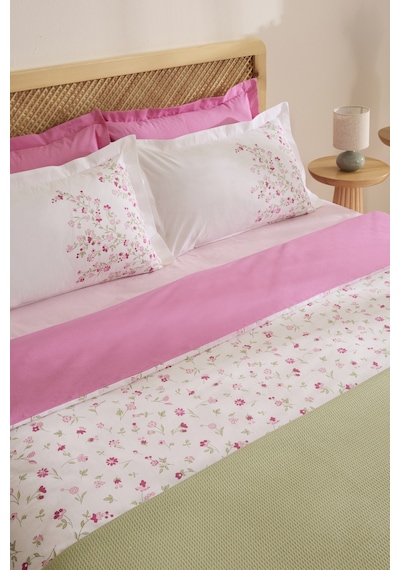 Karaca Home Florevia %100 Pamuk Çift Kişilik Nevresim Pike Takımı Pembe