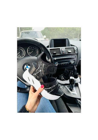 Lady Kadın Yüksek Taban Spor Sandalet Dolgu Topuklu siyah