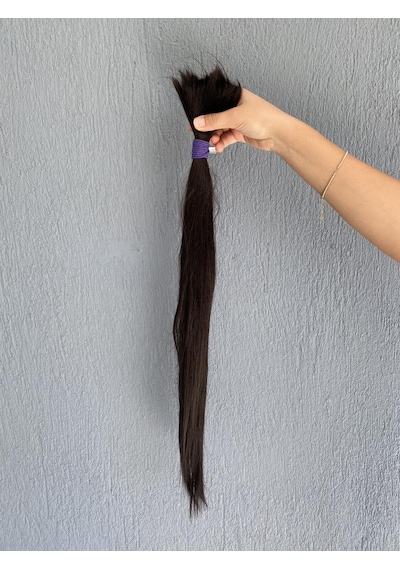 Sentetik - Gerçek Karşım İnsan Saçı 60cm 4 Bağ 390 Gram Siyah