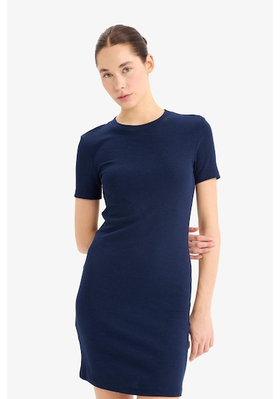 DeFacto Coool Bodycon Vücudu Saran Bisiklet Yaka Fitilli Kaşkorse Kısa Kollu Mini Elbise E7231AX25SPNV241