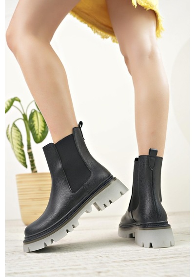 Nesil Shoes Dvm 5004 Siyah Çift Lastikli Kadın Bot-siyah Siyah