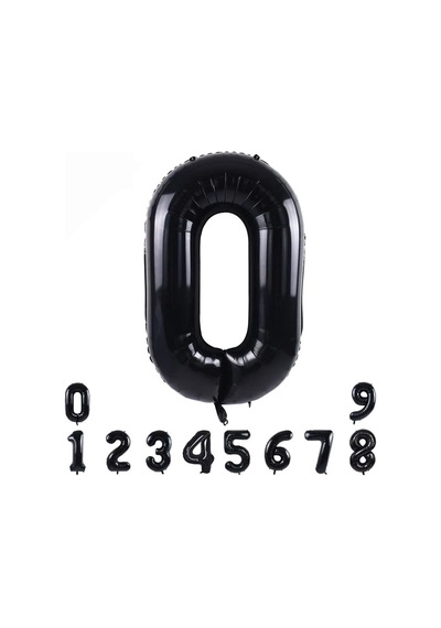 0 Siyah Rakam Folyo Balon 34" Inc 82 cm