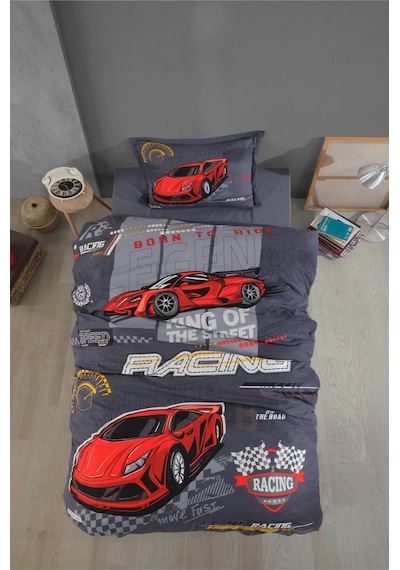 Clasy Racing Team Mavi %100 Pamuk Tek Kişilik Nevresim Takımı Mavi
