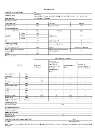 LG GTL539BQAM 533 LT No Frost Kombi Tipi Buzdolabı