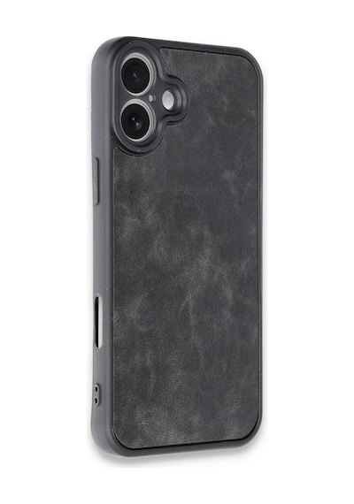 Mey İthalat Apple Uyumlu iPhone 16 Plus Kılıf Aras Deri Kapak - Siyah