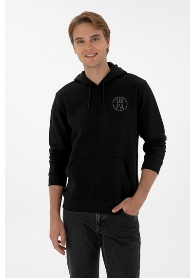 U.S. Polo Assn. Erkek Regular Fit Kapüşonlu Siyah Sweatshirt 50313718-VR046