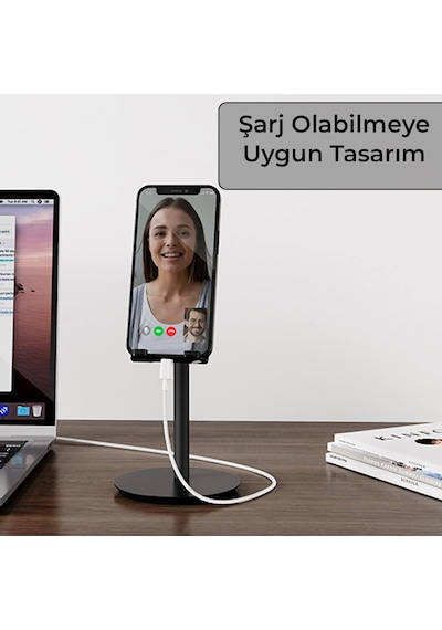 Saiji S1-ıı Masa İçin Cep Telefonu & Tablet Standı, Ayarlanabilir Yükseklik Açısı, İphone, İpad, Samsung Vb. Tüm 4''-11''ekranlar İçin Uyumludur. Siyah