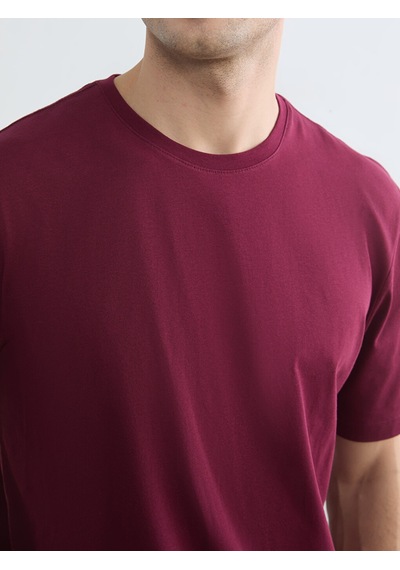 Lcwaıkıkı Classic Bordo %100 Pamuk Regular Fit Basic Tişört