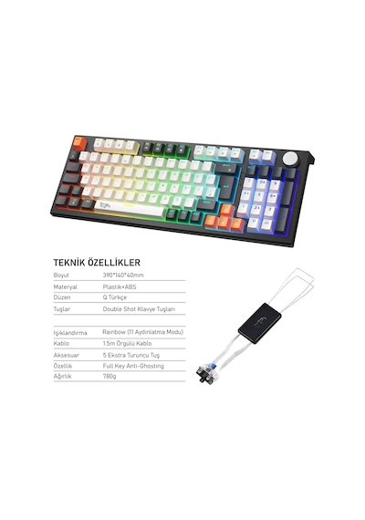 Mavi Switch, Hot Swap, Eva Süngerli - Rgb Kablolu Mekanik Oyuncu Klavyesi, Knob Kontrollü Ses Ve Işık Ayarı, Numpadli Full Size Gaming Keyboard, Türkçe Q Klavye, Gasket Yapı Rgb Gaming Kablolu Klavye Mavi Switch, Hot Swap, Eva Süngerli - Rgb Kablolu Mekanik Oyuncu Klavyesi, Knob Kontrollü Ses Ve Işık Ayarı, Numpadli Full Size Gaming Keyboard, Türkçe Q Klavye, Gasket Yapı Rgb Gaming Kablolu Klavye