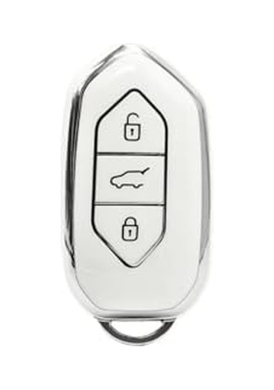 Autohan Keys T10x T10f Akıllı Anahtar Kılıfı, 3 Tuşlu, Nano Koruma Beyaz-gümüş