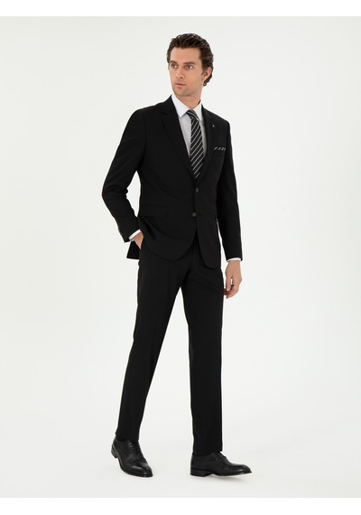 Cacharel Siyah Slim Fit Klasik Takım Elbise