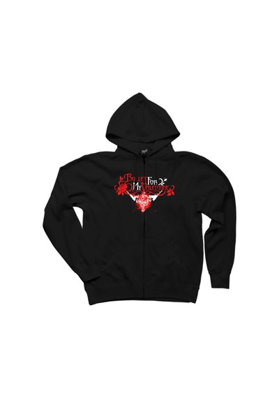 Bullet Gor My Valentine Skull Classic Siyah Fermuarlı Kapşonlu Siyah