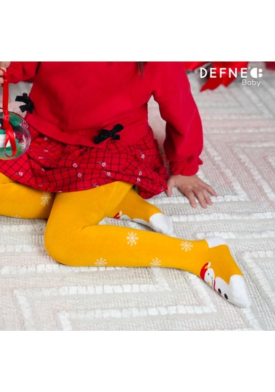 Defne Baby 3 Çift Havlu Pamuklu Kışlık Kız Çocuk Ve Bebek Külotlu Çorap Sarı-yeşil