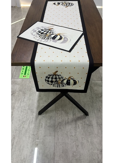 Balkabağı Desenli Runner Takımı 40 X 140 Renkli