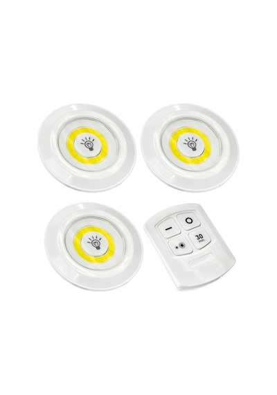 Uzaktan Kumandalı 3 Lü Spot Led Lamba Kablosuz Pilli Işıldak