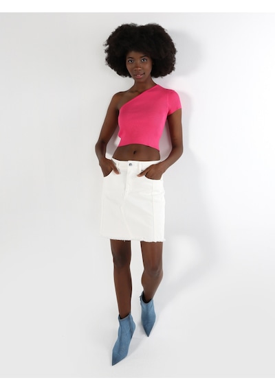 Colin's Slim Fit Strappy Crop Pembe Kadın Kısa Kol Tişört CL1064263_Q1.V1_PFS