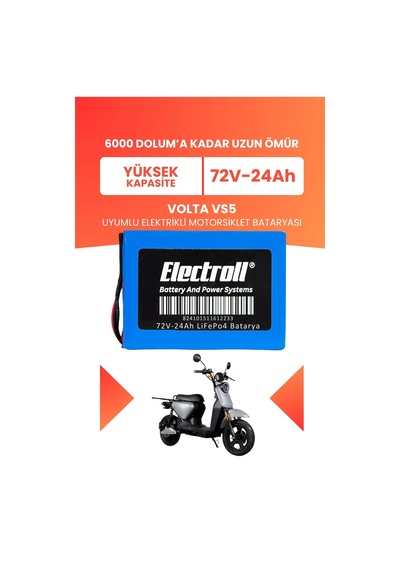 Volta Vs5 Uyumlu Batarya Yüksek Kapasite Lifepo4 72v 24ah Elektrikli Motosiklet Bataryası