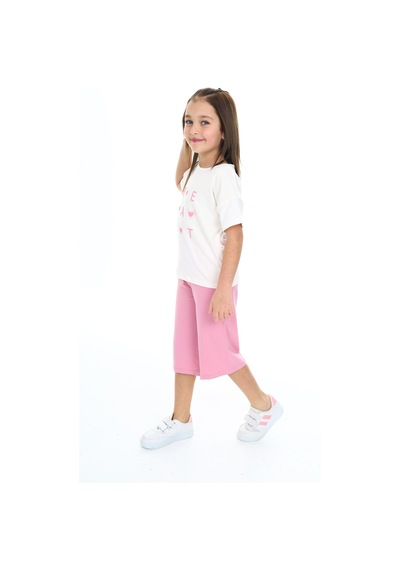 Toontoy Kids Toontoy Kız Çocuk Garnili Heart Baskılı Kaprili Takım Gül Kurusu