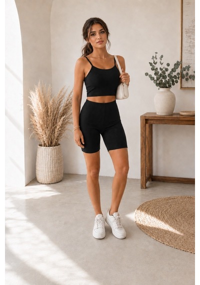 Unika Boutique Kadın Şortlu Kaşkorse Takım SIYAH