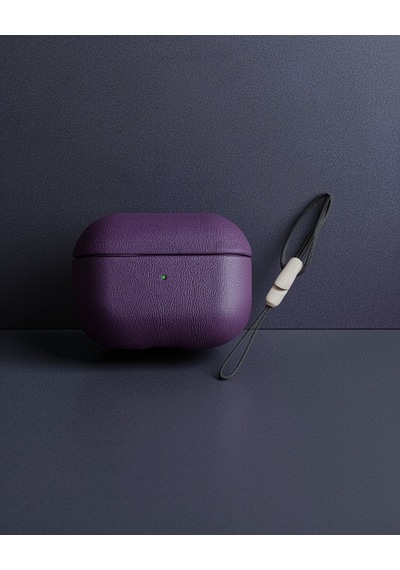 Apple AirPods Uyumlu 3 3.nesil 405 Deri Kılıf - Mor Altın 63475672