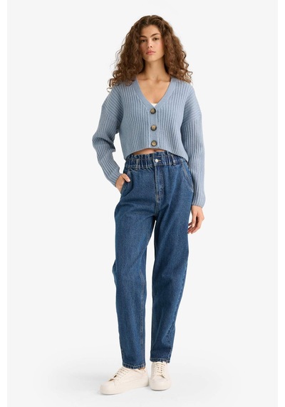 Defacto Regular Fit V Yaka Düğmeli Triko Hırka R1389az25wnbe373 Mavi