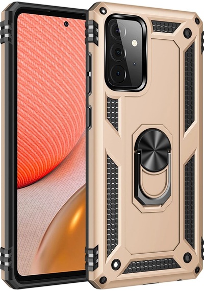 Newface - 497 - Samsung Galaxy Uyumlu A72 Kılıf Sofya Yüzüklü Silikon Kapak - Csmo-tex - - Gold