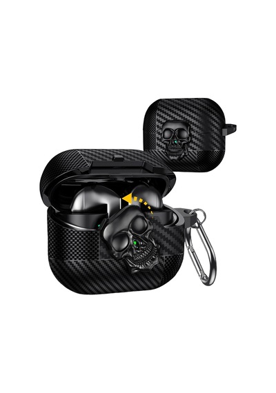 Samsung Galaxy Buds 3 Fe/buds 3 Pro/buds 3 Kılıf Kapak Kafatası Kilitli Ve Anahtarlıklı Erkekler İçin, Komik Karbon Fiber Darbeye Dayanıklı Sert Kabuk İskelet Kapak Galaxy Buds 3 Pro İçin
