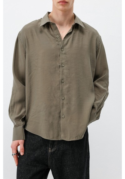 Vamos Modal Kumaş Oversize Gömlek Haki