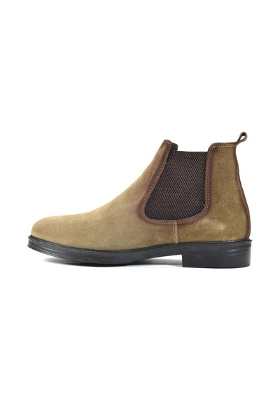 Ozgenc Shoes Hakiki Deri Kum Lastikli Casual Klasik Erkek Bot Kum