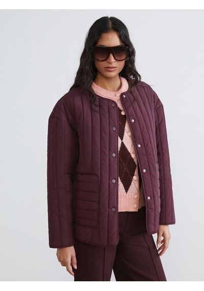 Lcw Modest Bordo Bisiklet Yaka Oversize Kadın Ceket
