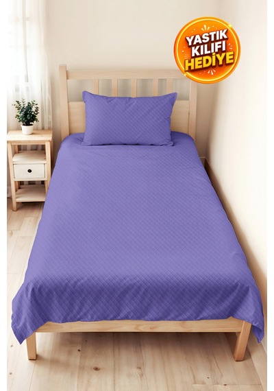 Lila Modern Genç Odası Tek Kişilik Pike Takımı - Kapitone Minimal Mor 160x220 Cm Yatak Örtüsü Sabahçı Güneş Eşiği