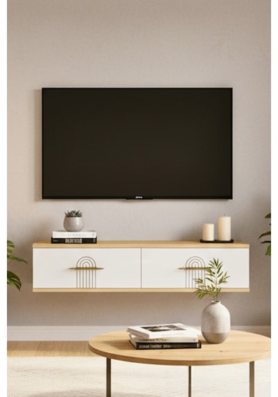 Tda1215db - İda120 Duvara Montaj Tv Stand, Tv Rafı, Tv Sehpası Safirmeşe - Beyaz 120cm Tda1215db - İda120 Duvara Montaj Tv Stand, Tv Rafı, Tv Sehpası Safirmeşe - Beyaz 120cm