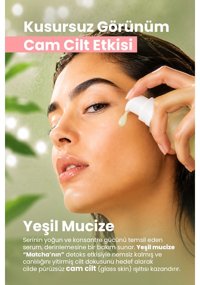 Bade Natural Matcha Cam Cilt Glass Skin Yoğun Nemlendirici Yüz Serumu 30 Ml
