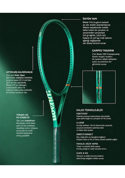 Wilson Blade 100l V10 Tenis Raketi 285 Gr. Wr208110