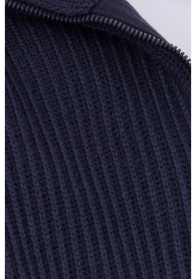 Tudors Erkek Slim Fit Dik Yaka Fermuarlı Lacivert Düz Hırka-41797 Lacivert